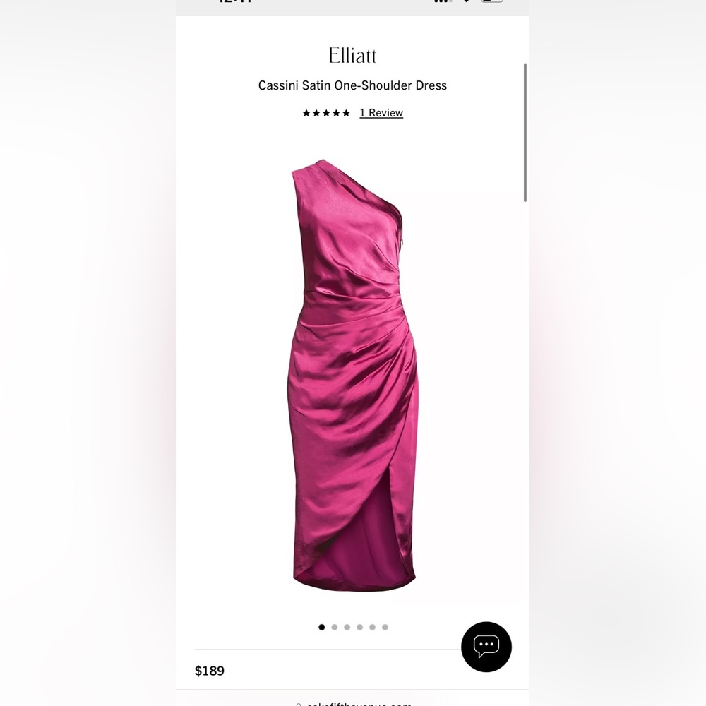 Elliot Cassini Satin One-Shoulder Dress
